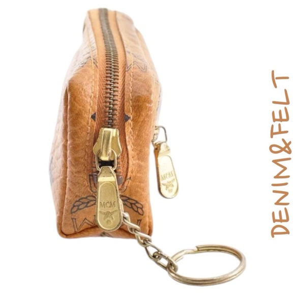 MCM Visetos Leather Brown Gold Logo Zip Coin Case/ Key Pouch | PRELOVED 🤎🤎 - Picture 3 of 7